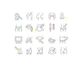 Set Vector Line Icons of Plastic Surgery.