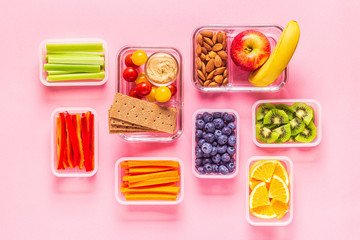 Healthy snack on a pastel background.