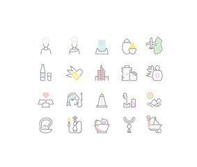 Set Vector Line Icons of Qatar.