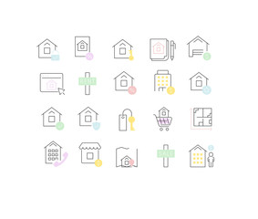 Set Vector Line Icons of Real Estate