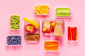 Healthy snack on a pastel background.