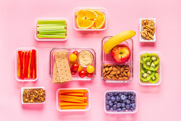 Healthy snack on a pastel background.