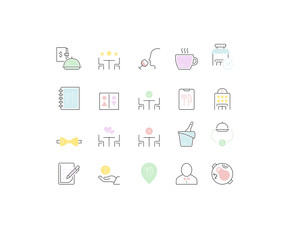 Set Vector Line Icons of Restaurant Business