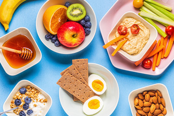 Healthy snack on a pastel background.