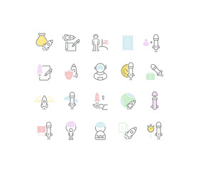 Set Vector Line Icons of Space Business