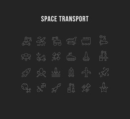 Set Vector Line Icons of Space Transport