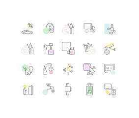Set Vector Line Icons of Technology.