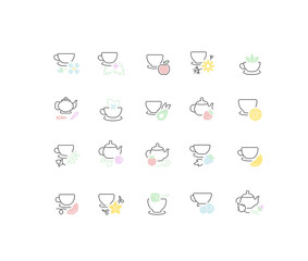 Set Vector Line Icons of Tea.