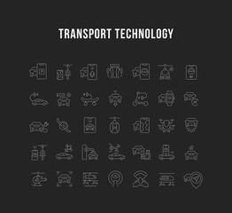 Set Vector Line Icons of Transport Technology
