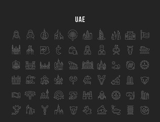 Set Vector Line Icons of United Arab Emirates.