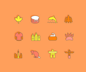 Set of Simple line Icons of Vancouver
