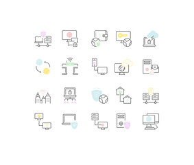 Set Vector Line Icons of VPN.