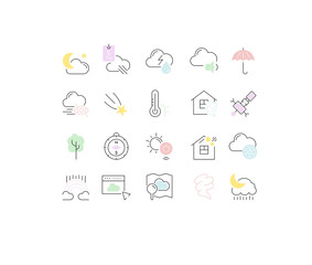 Set Vector Line Icons of Weather.