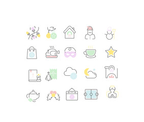 Set Vector Line Icons of Winter