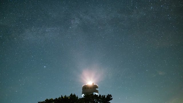 Astro Timelapse of Milky Way over Lighthouse at Jogasaki in Izu, Japan