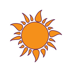 radiant sun hot isolated icon