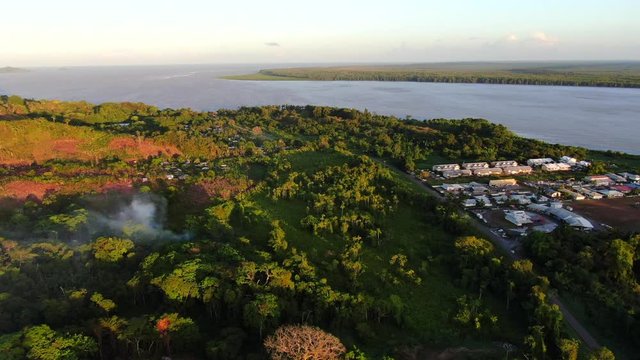 French Guyana coast, some jungle and river during sunset.