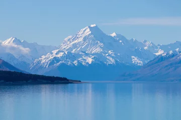 Crédence de cuisine en verre imprimé Aoraki/Mount Cook Mount Cook reflection in Pukaki lake, New Zealand