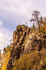 Svatos Rocks, Czech: Svatosske skaly, above Ohre River at autumn time, Czech Republic