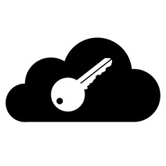 Simple black cloud password symbol isolated on white