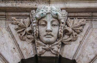 Elements of sculpture on the facades of the National Hungarian Gallery.