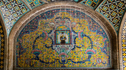 Golestan palace with Persian tiles art, Tehran, Iran