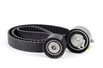 A set of a belt and rollers for repair and replacement of a drive of a gas distribution mechanism of a car.