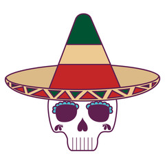 skull death with hat traditional mexican