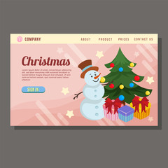 christmas sale landing page present gift flat style