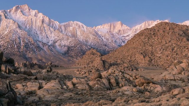 Timelapse of Morning Light on Alpine Peaks in Eastern Sierra
