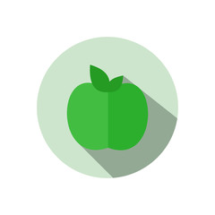Flat style apple isolated on a white background.  Food flat illustration