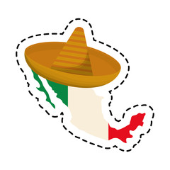 patch of hat with map mexican isolated icon