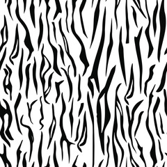 Full seamless wallpaper for zebra and tiger stripes animal skin pattern. Black and white design for textile fabric printing. Fashionable and home design fit.