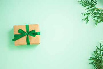 gift box festive packaging (New Year or Christmas, birthday) concept. food background. copy space....
