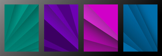 Geometric abstract covers set. Simple overlap in colorful background