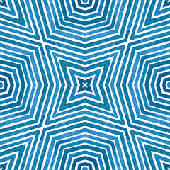 Blue Geometric Watercolor. Cute Seamless Pattern. 