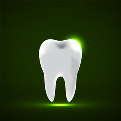 Tooth Icon. Stomatology glowing sign. Vector illustration