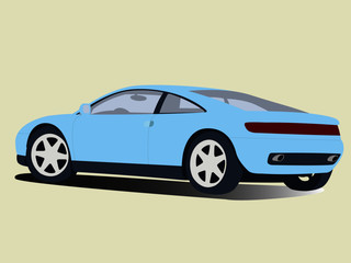 Plakat Sport car blue realistic vector illustration isolated