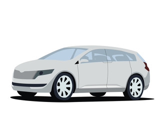 Fototapeta na wymiar Minivan grey realistic vector illustration isolated
