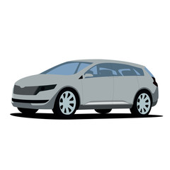 Fototapeta na wymiar Minivan grey realistic vector illustration isolated