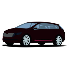 Fototapeta na wymiar Minivan purpure realistic vector illustration isolated