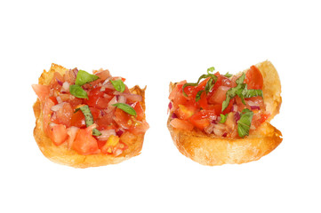 Tomato and red onion bruschetta