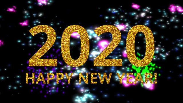 2020 happy new year glitter fireworks