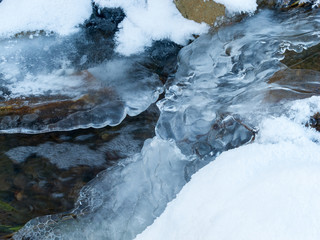 frozen stream, spring thaw, stream paving the way