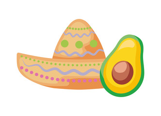 hat mexican with avocado isolated icon