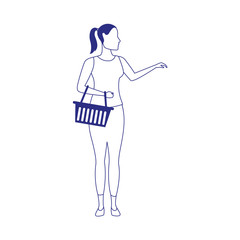 avatar woman with supermarket basket icon