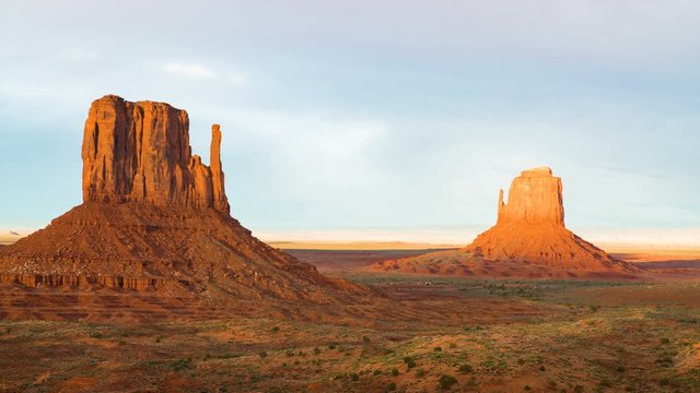 Timelapse of The Mittens at Sunset in Monument Valley, Utah