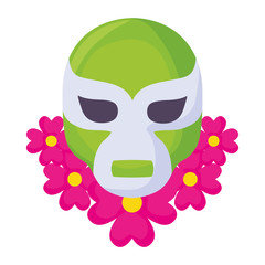 mexican fighter mask with flowers