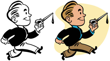 A cartoon of a helpful man with an oil can to provide a little grease. 