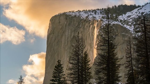 Timelapse Telephoto Shot of Yosemite Firefall